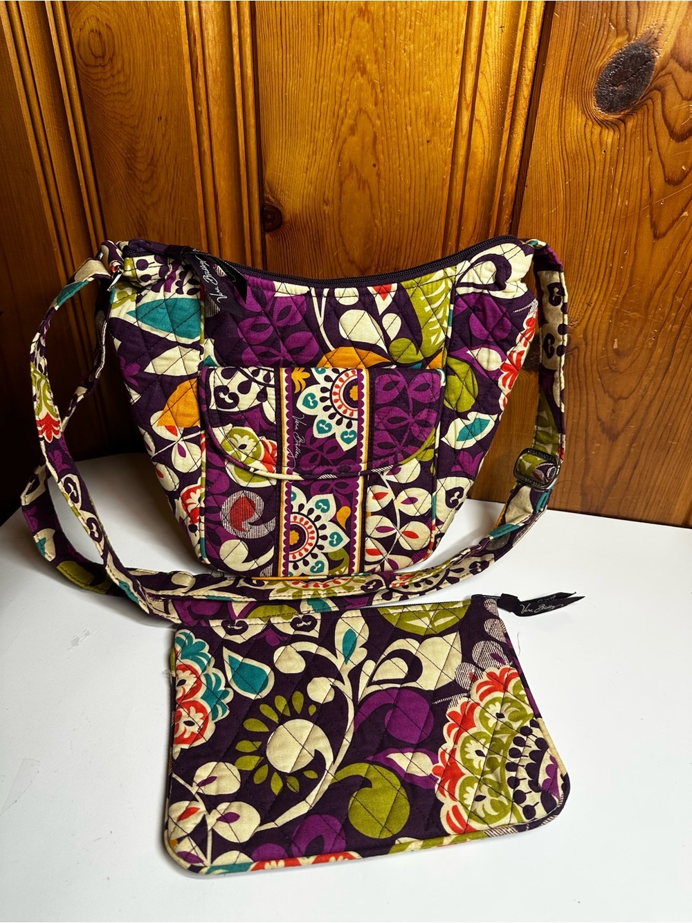 Vera Bradley Multicolor Floral Quilted Shoulder Bag with Matching Wristlet